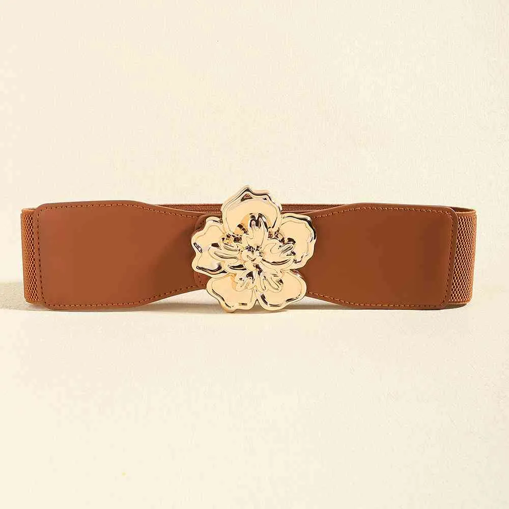 Flower Alloy Buckle Elastic Belt