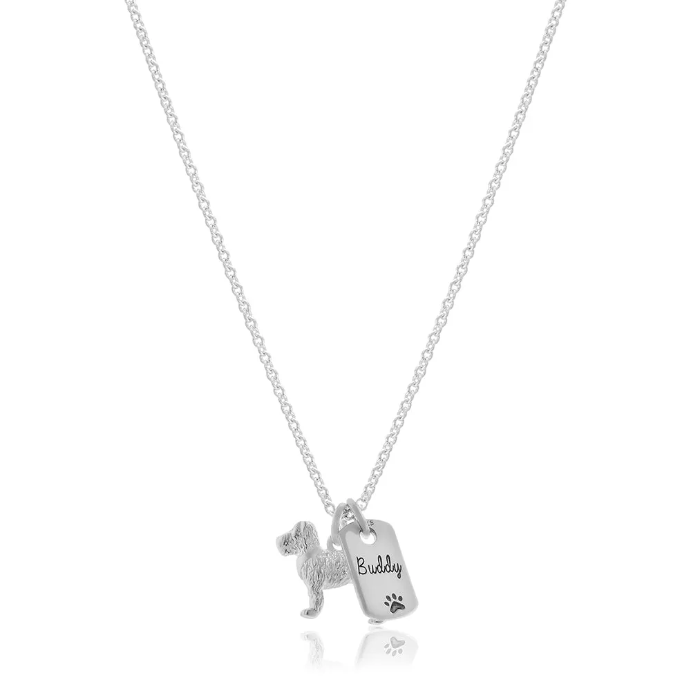 Fox Terrier Personalised Silver Dog Tag Necklace