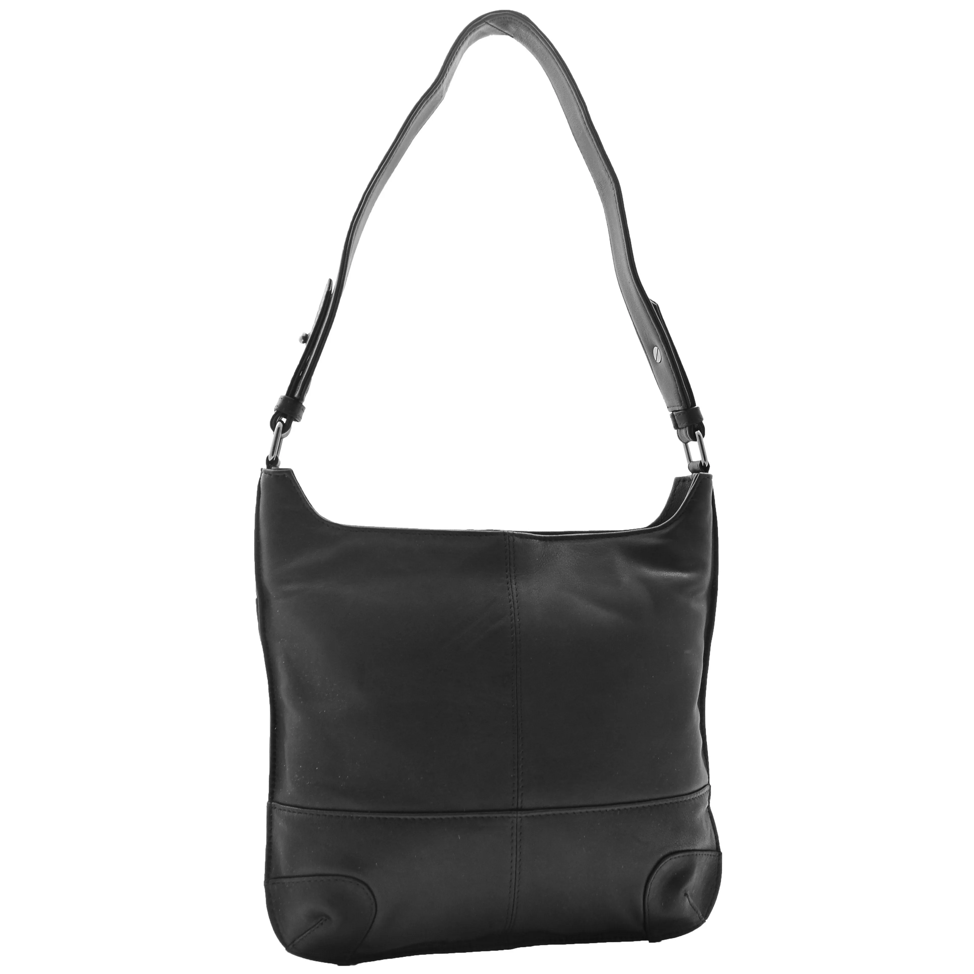 Genuine Black Leather Shoulder Hobo Bag For Women Slim Zip Top Ava