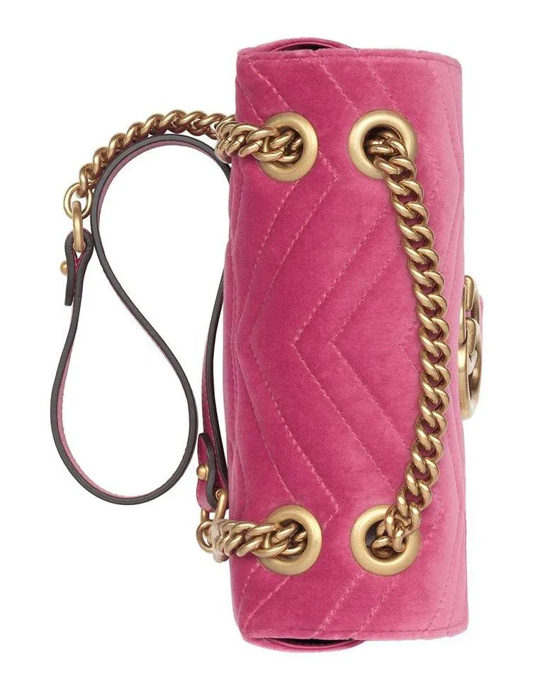 GG Marmont Mini Quilted-Velvet Cross-Body Bag - Red, Pink, Royal Blue