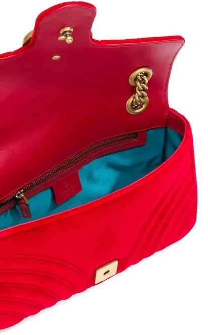 GG Marmont Mini Quilted-Velvet Cross-Body Bag - Red, Pink, Royal Blue