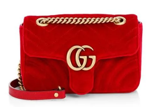 GG Marmont Mini Quilted-Velvet Cross-Body Bag - Red, Pink, Royal Blue