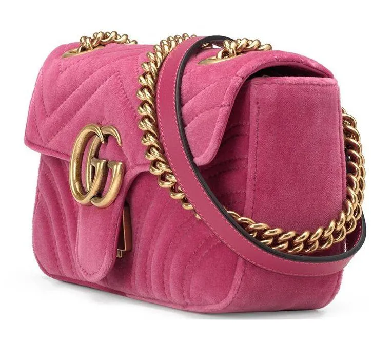 GG Marmont Mini Quilted-Velvet Cross-Body Bag - Red, Pink, Royal Blue