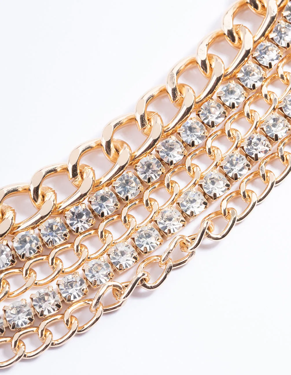 Gold Diamante Layered Chain Belt