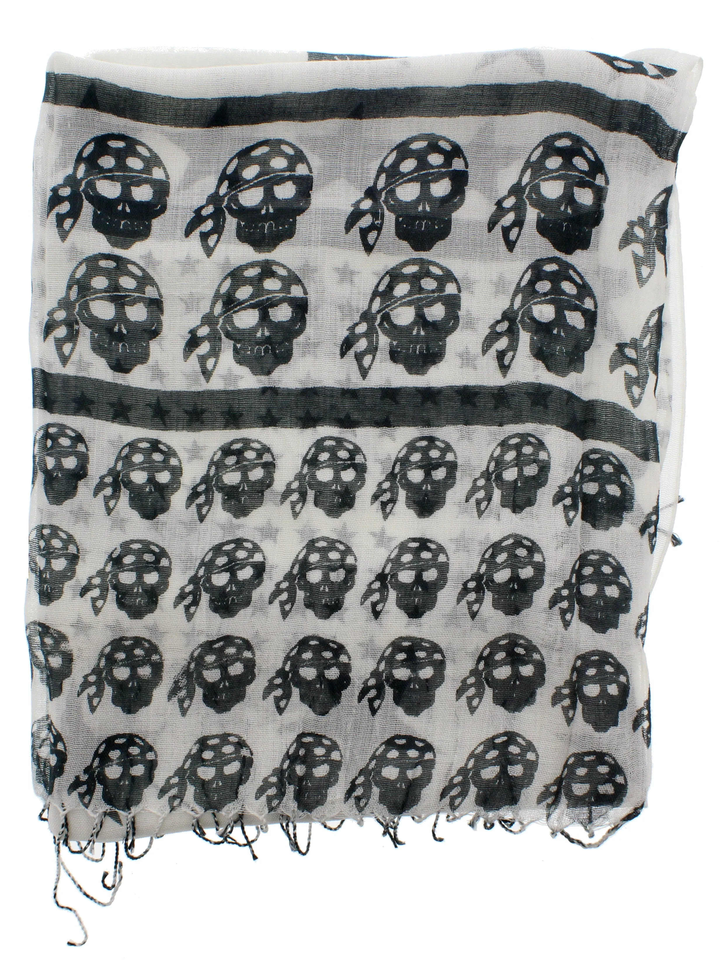 Graduated Black Pirate Skull Print Scarf