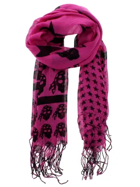 Graduated Black Pirate Skull Print Scarf