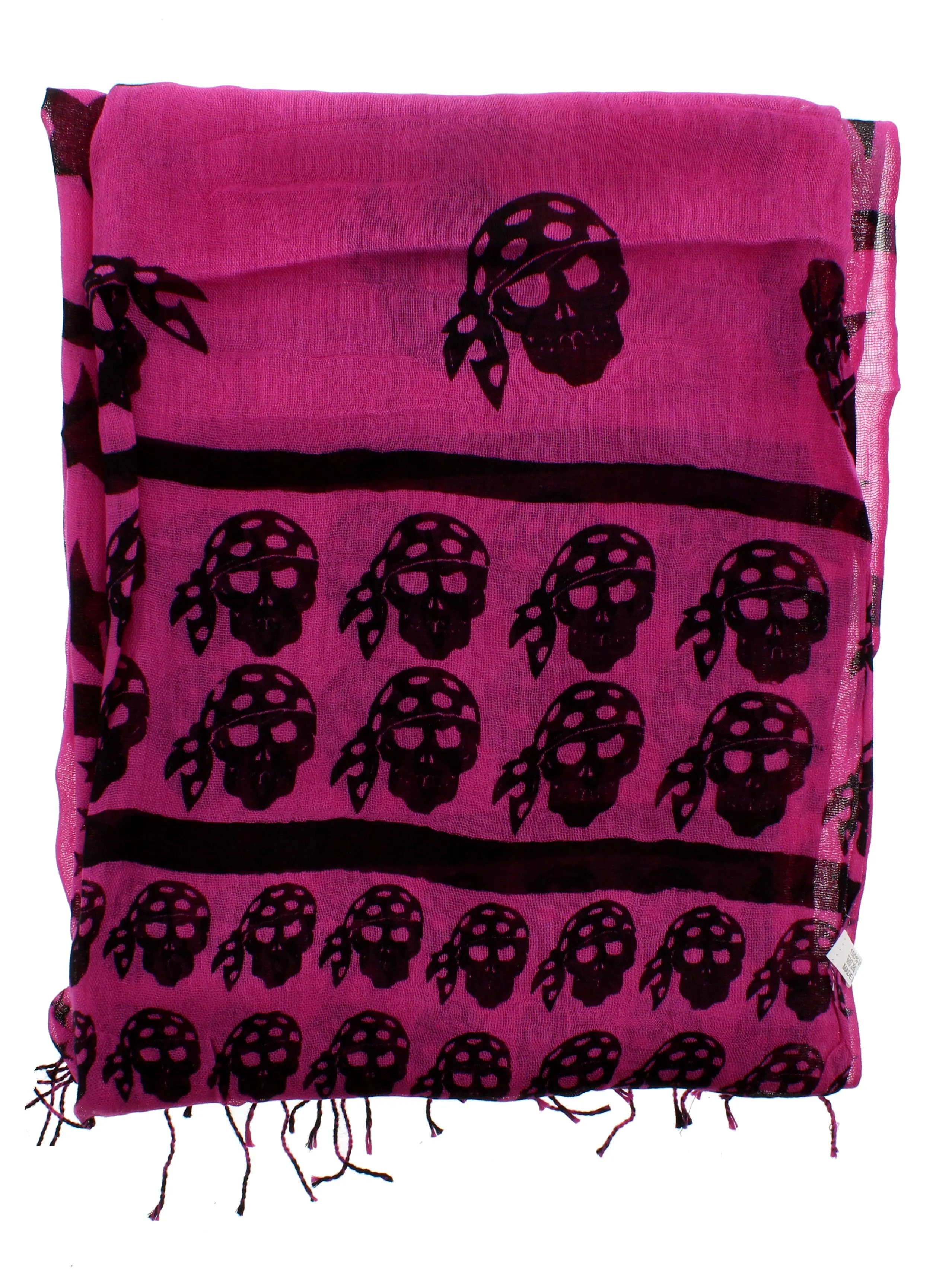 Graduated Black Pirate Skull Print Scarf