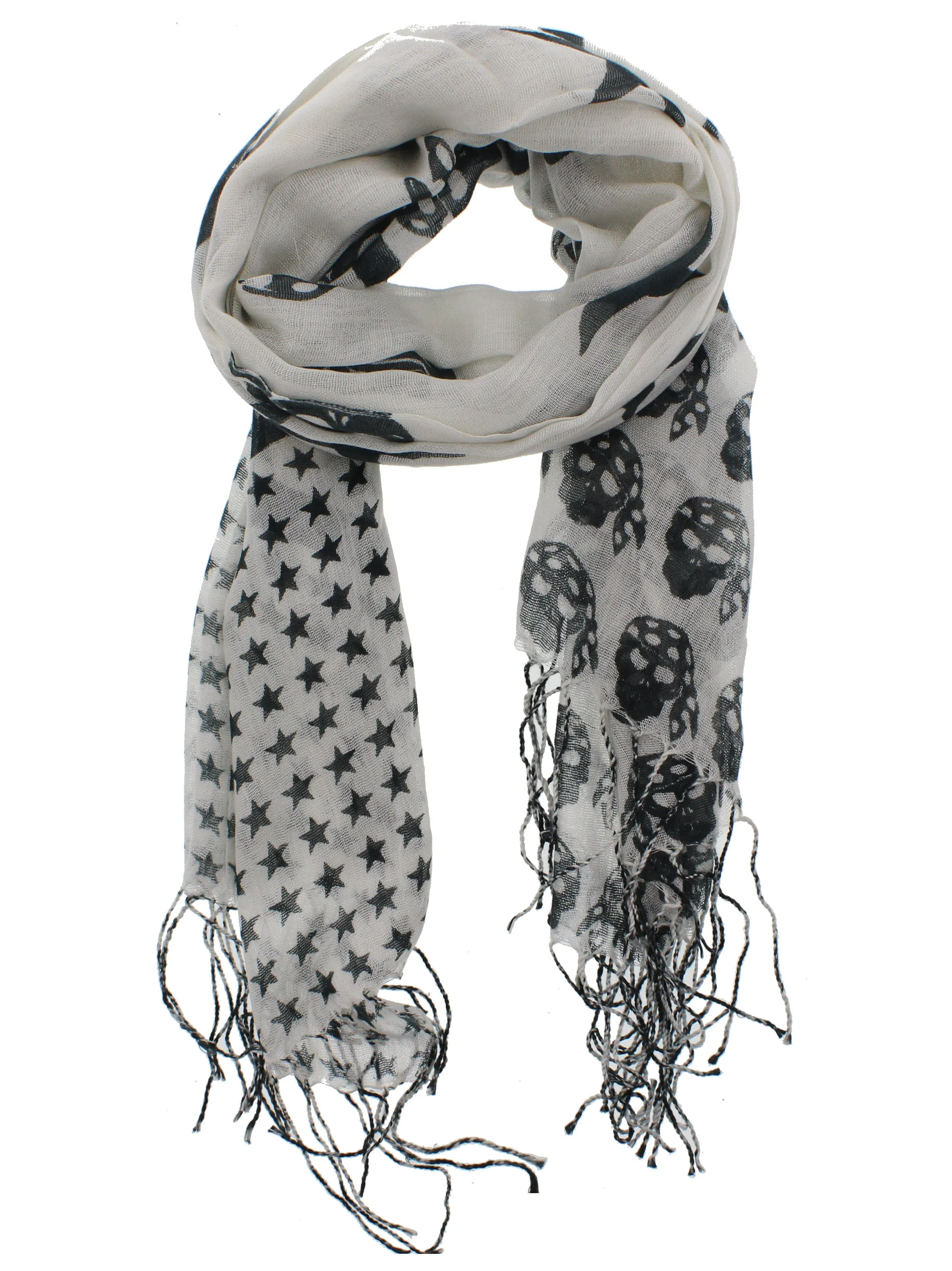 Graduated Black Pirate Skull Print Scarf