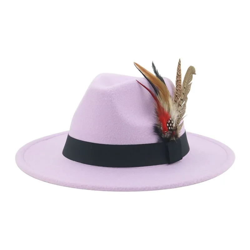 Hat Fedoras Winter Women Hats Men Felt Hat Feather Luxury Fashion hat Popular