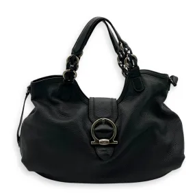 Hobo Top Handle Bag Black in Calfskin, Gunmetal hardware