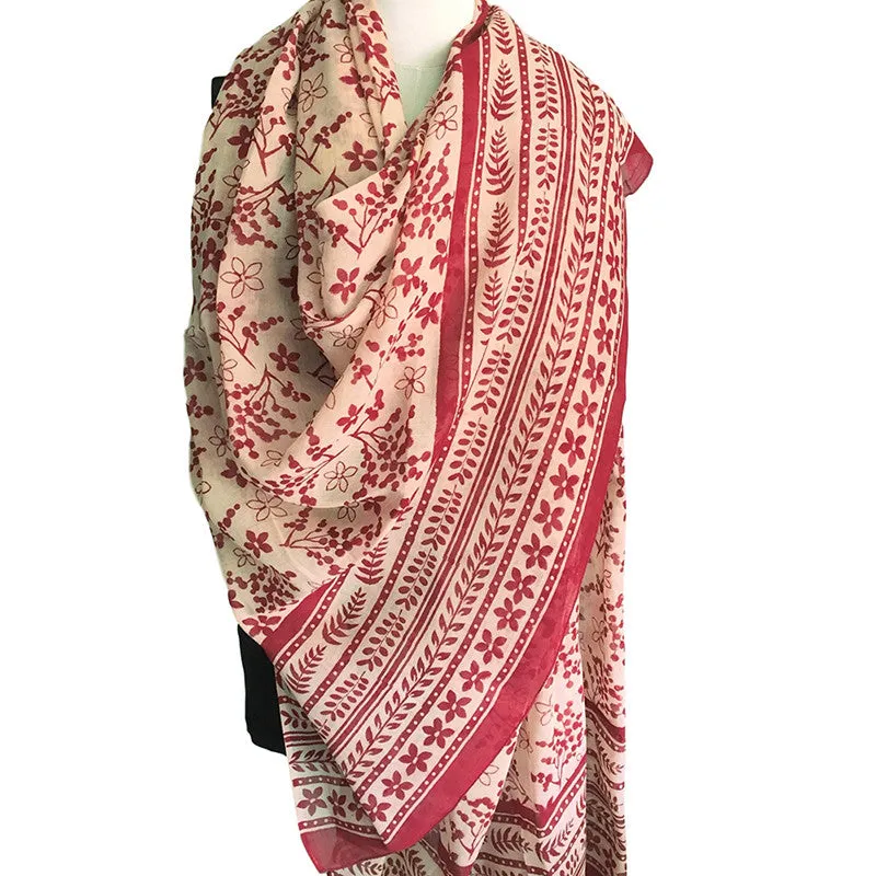 Indian scarf - block printed in Bagru in orchid design