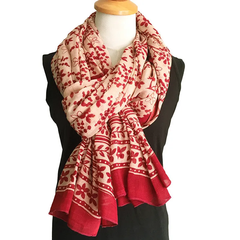 Indian scarf - block printed in Bagru in orchid design