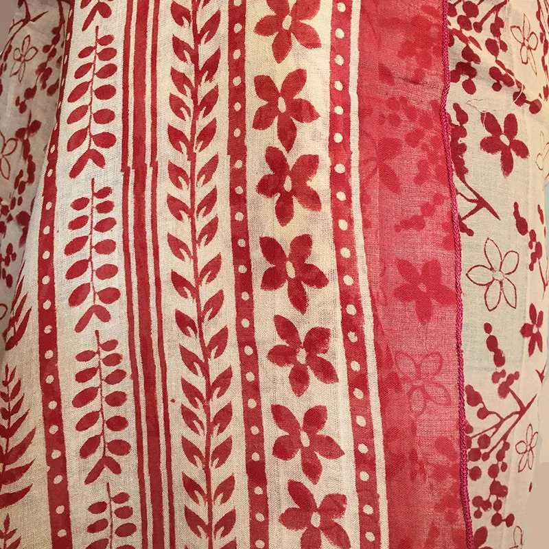 Indian scarf - block printed in Bagru in orchid design