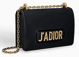 J'aDior Flap Bag with Chain in Black Calfskin