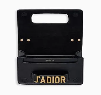 J'aDior Flap Bag with Chain in Black Calfskin