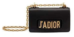 J'aDior Flap Bag with Chain in Black Calfskin