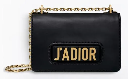 J'aDior Flap Bag with Chain in Black Calfskin