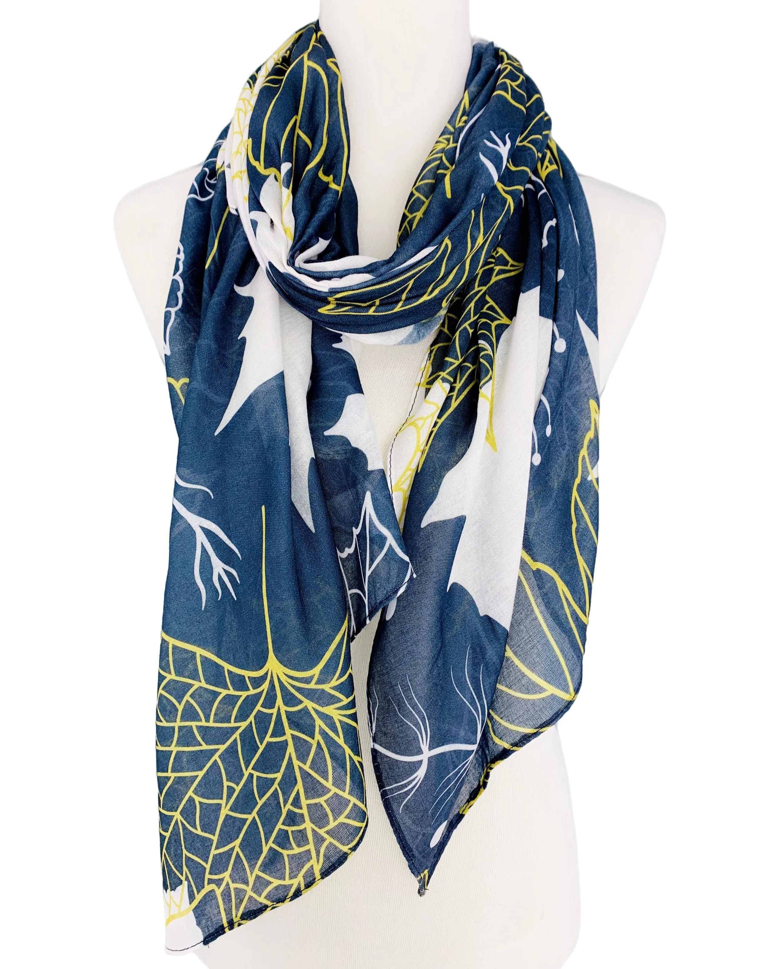 JC071156 Navy-Golden Leave Scarf