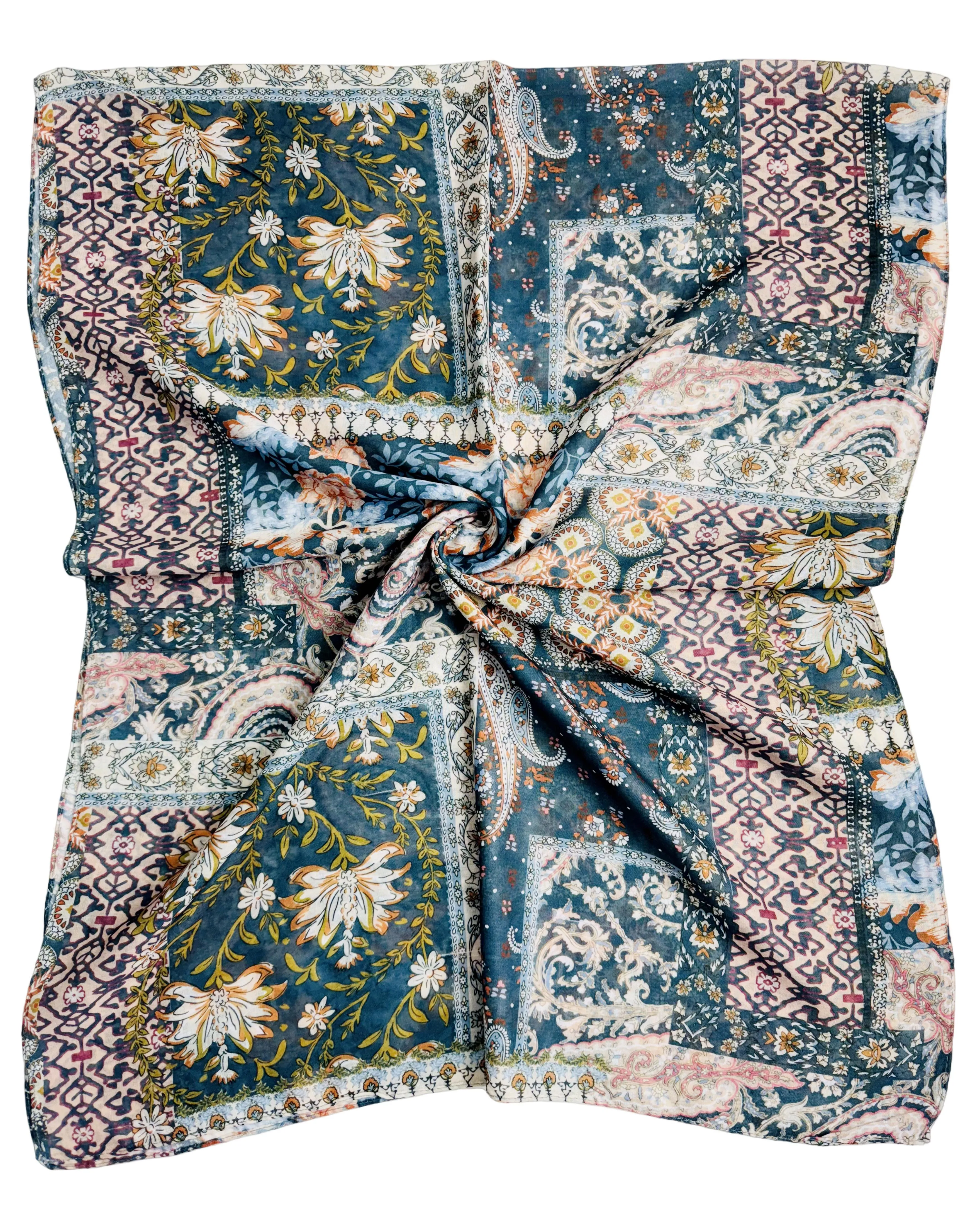 JC071177 Multicolor Floral Paisley Patchwork Scarf