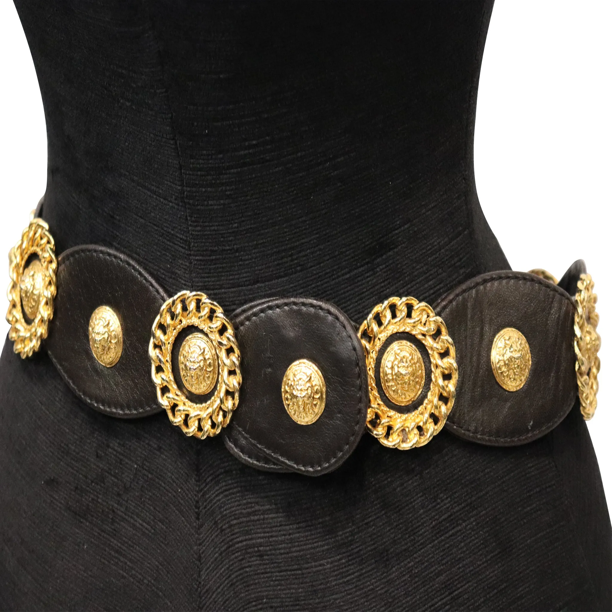 Jean L'Insolite Black Leather W/ Gold Accents Belt