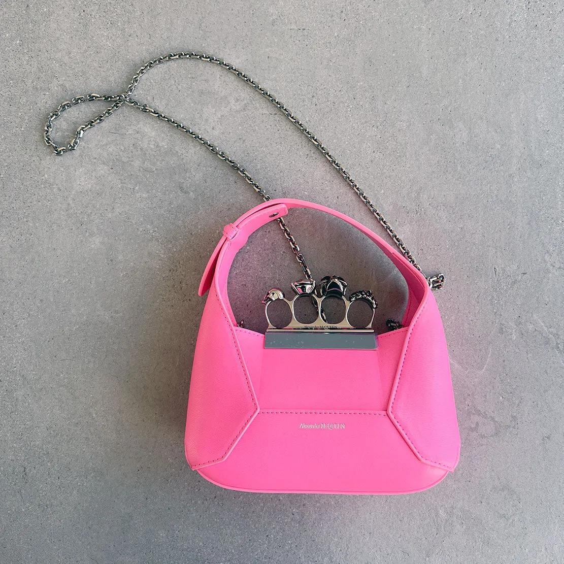 Jewelled Hobo Mini Bag, Fluro Pink