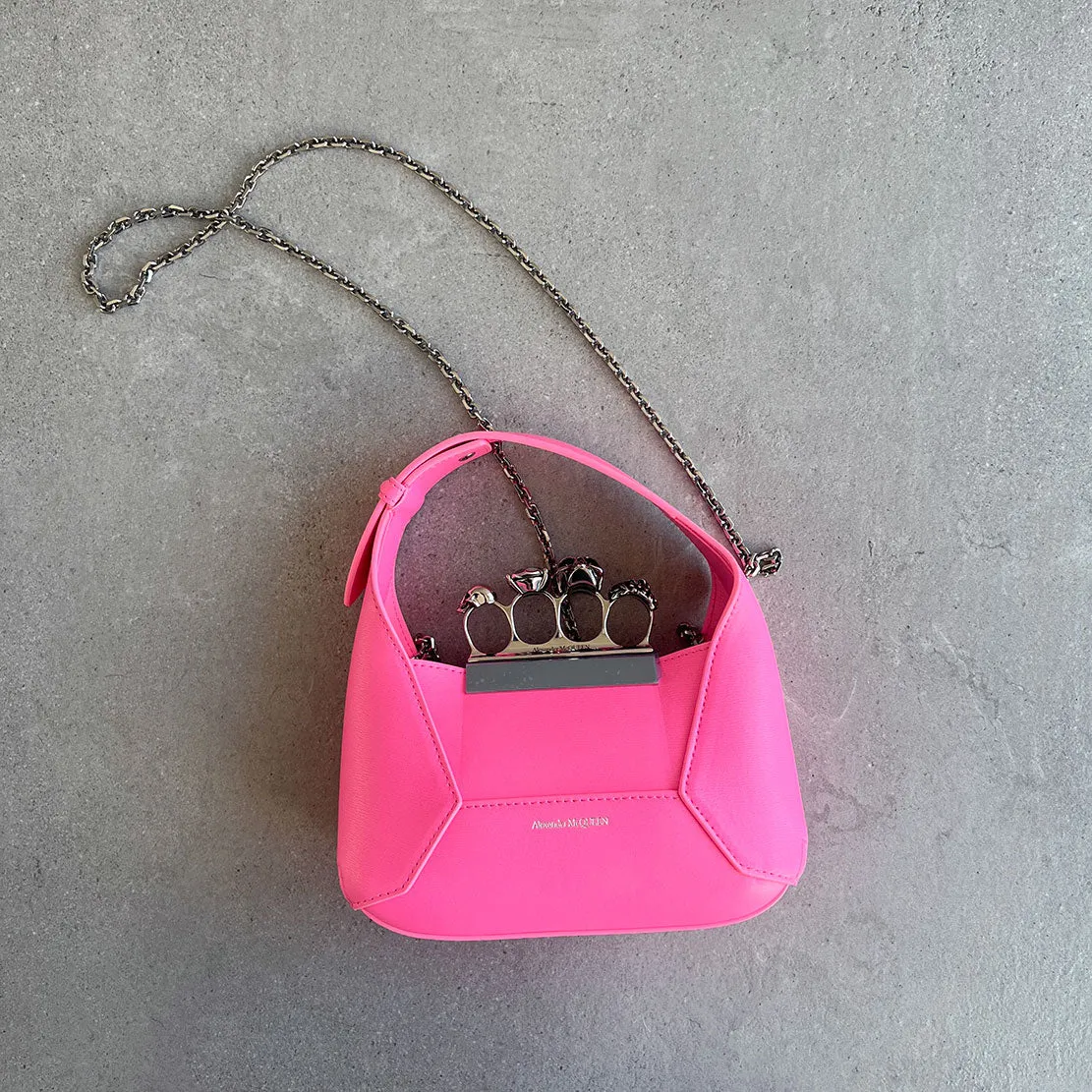 Jewelled Hobo Mini Bag, Fluro Pink