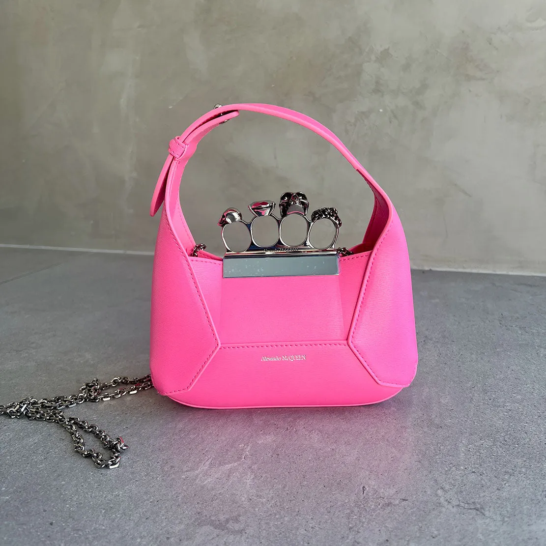 Jewelled Hobo Mini Bag, Fluro Pink