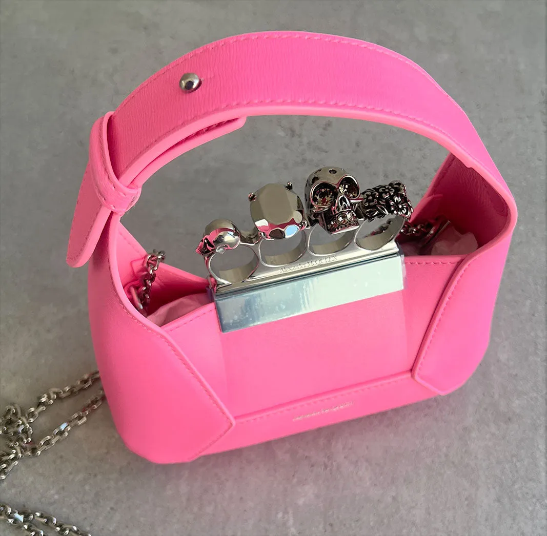 Jewelled Hobo Mini Bag, Fluro Pink