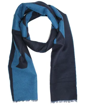 Kiton Wool Cashmere Scarf Midnight Blue Black Kiton Logo Text SALE