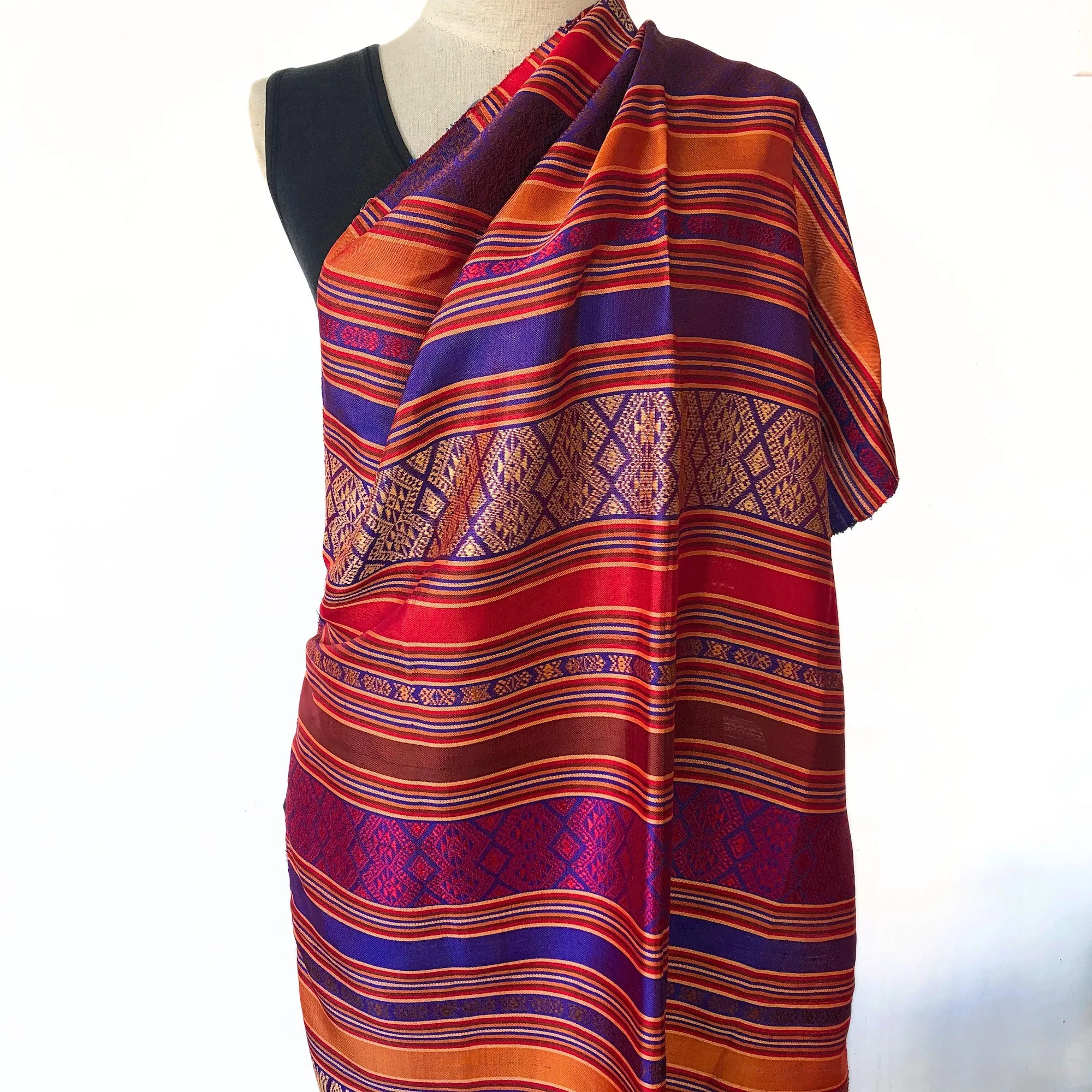 Large Striped Shawl with Fringe