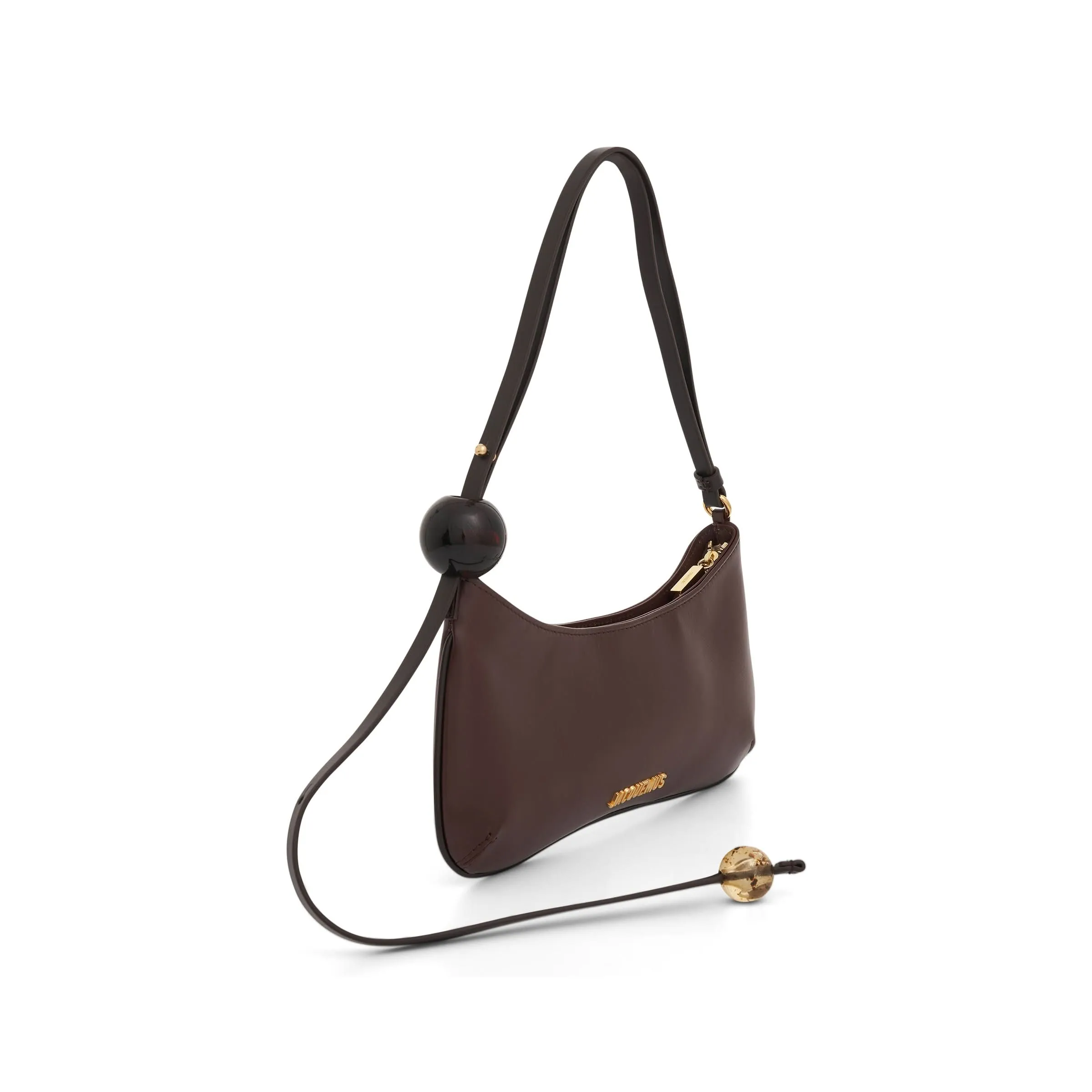 Le Bisou Perle Leather Bag in Medium Brown