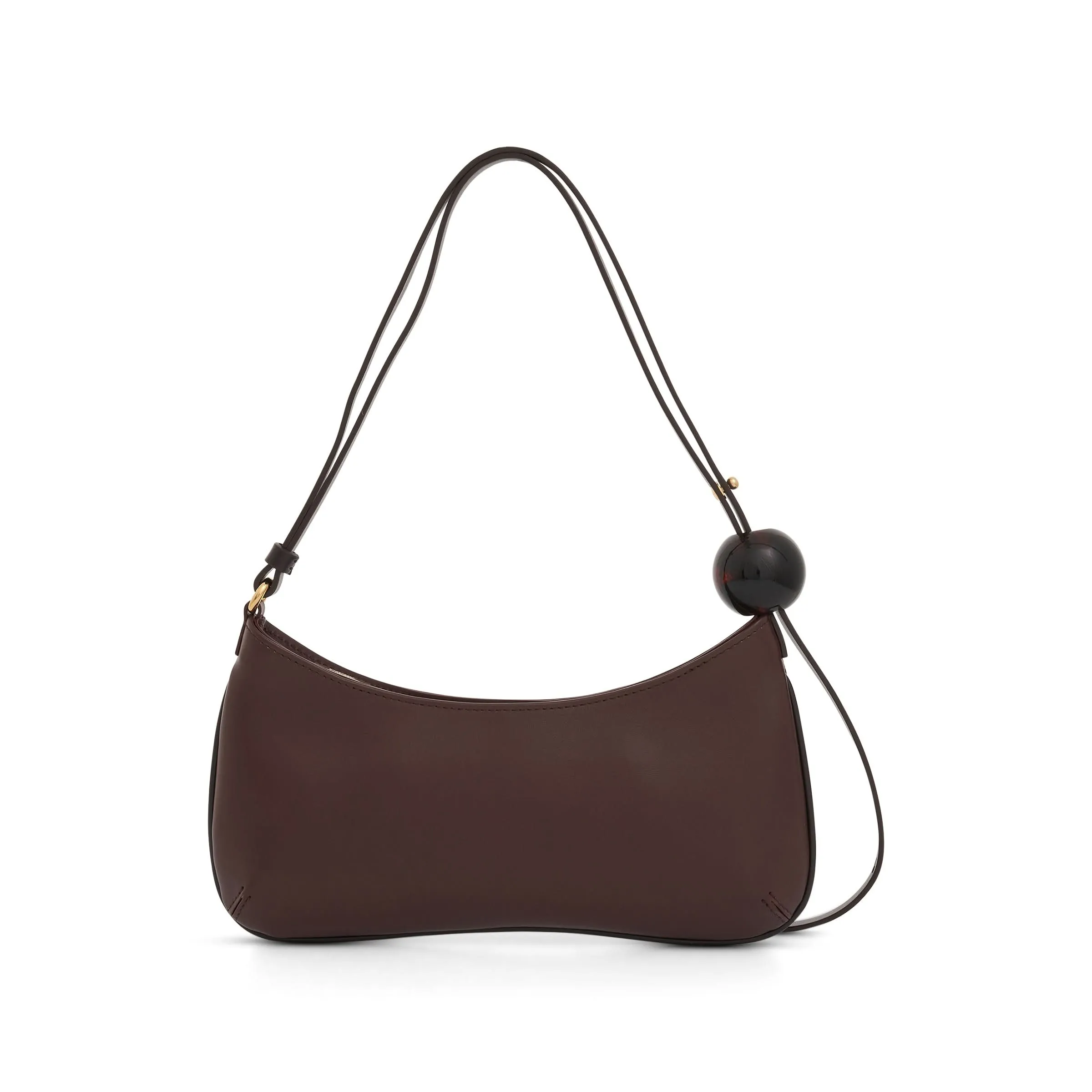 Le Bisou Perle Leather Bag in Medium Brown