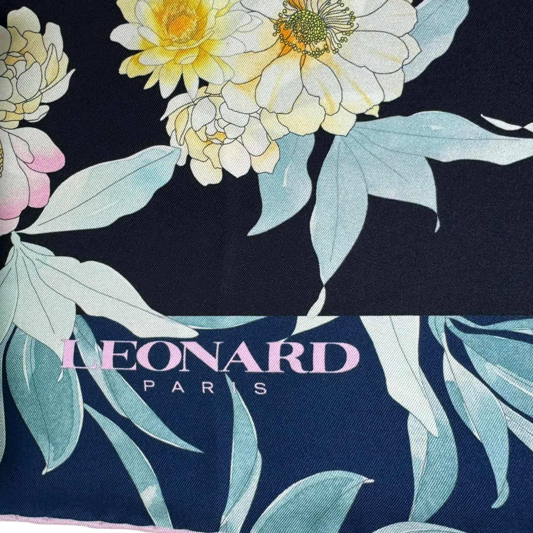 Leonard Paris Scarf Floral - Square Twill Silk Foulard