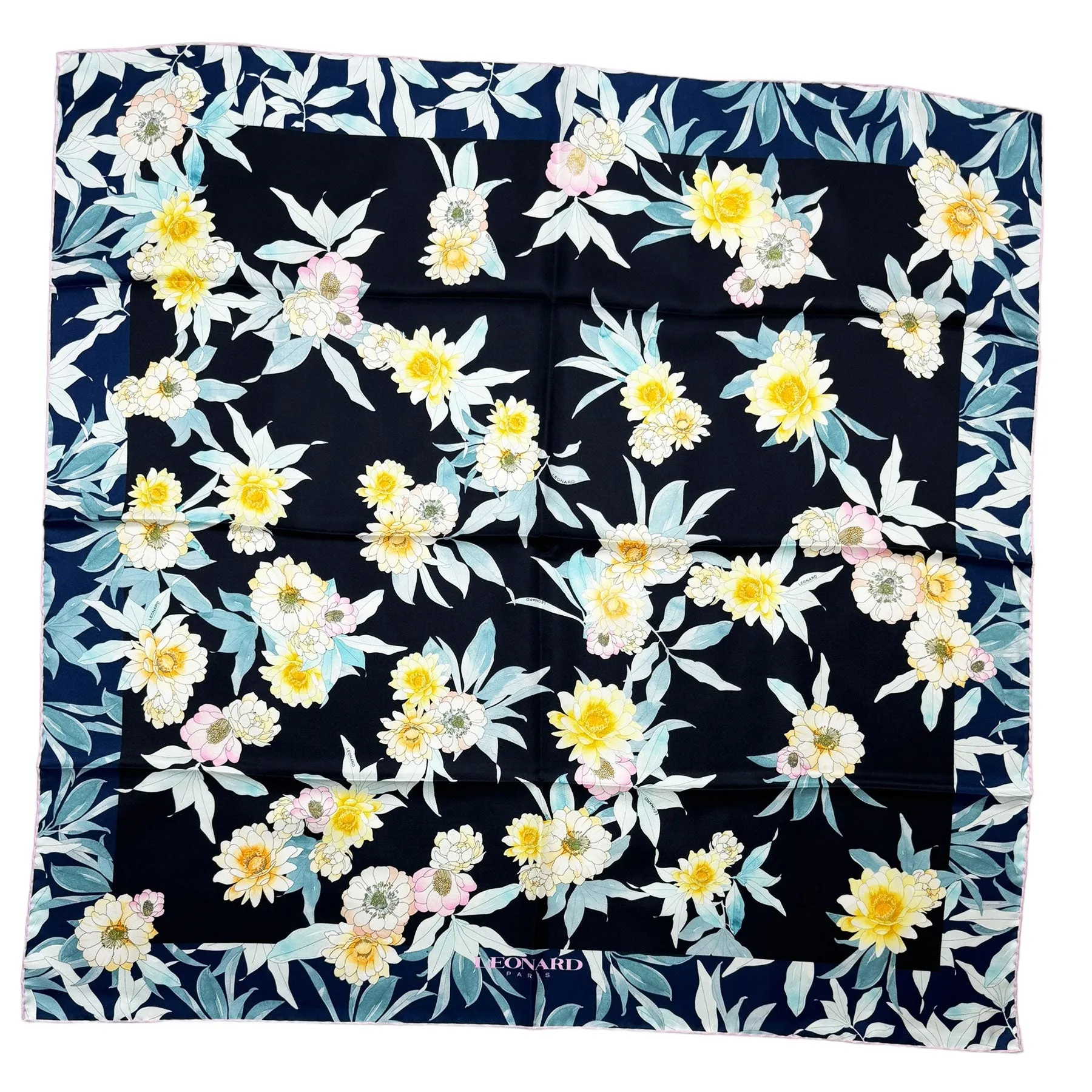 Leonard Paris Scarf Floral - Square Twill Silk Foulard