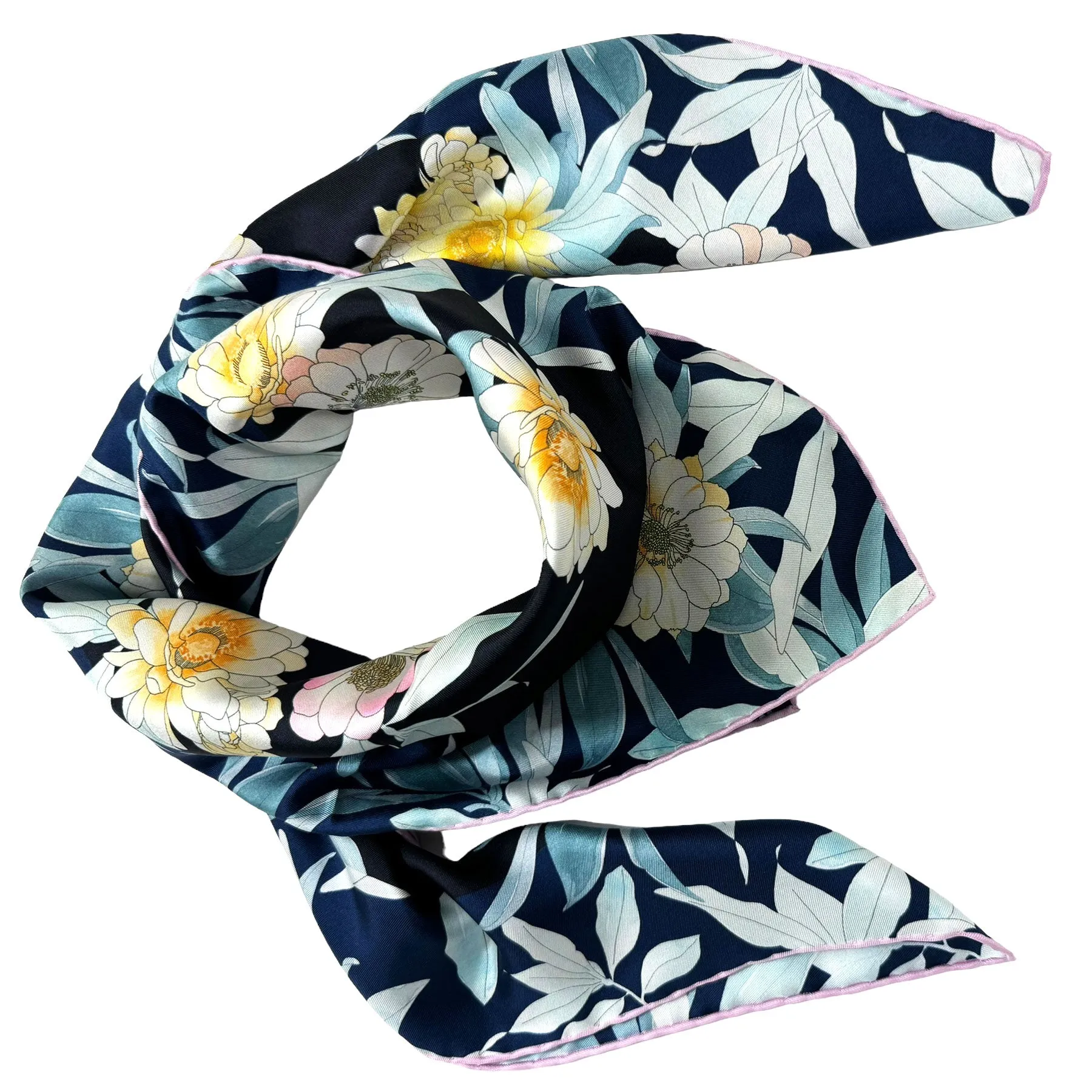 Leonard Paris Scarf Floral - Square Twill Silk Foulard