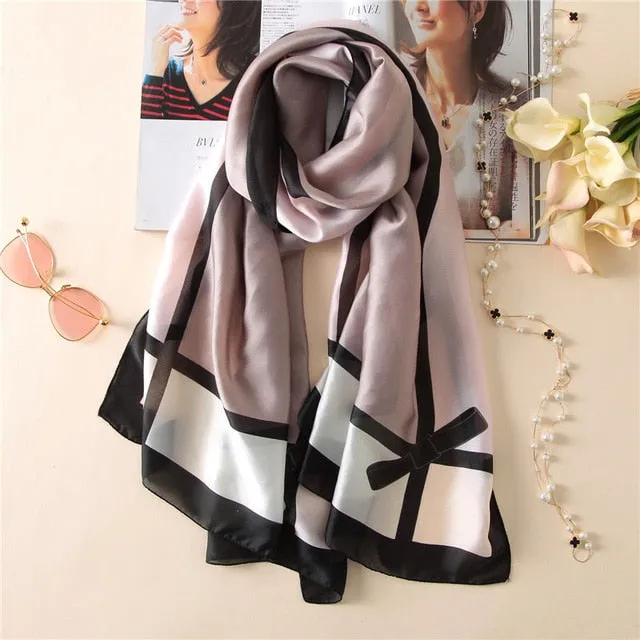 Luxury Brand Soft Silk Foulard Summer Women Scarf