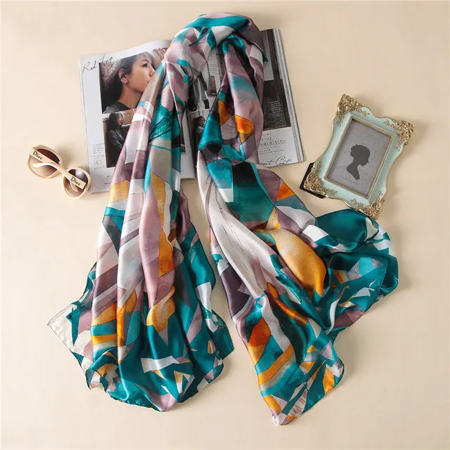 Luxury Brand Soft Silk Foulard Summer Women Scarf