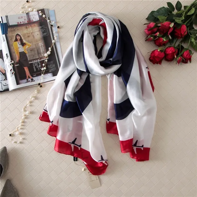 Luxury Brand Soft Silk Foulard Summer Women Scarf