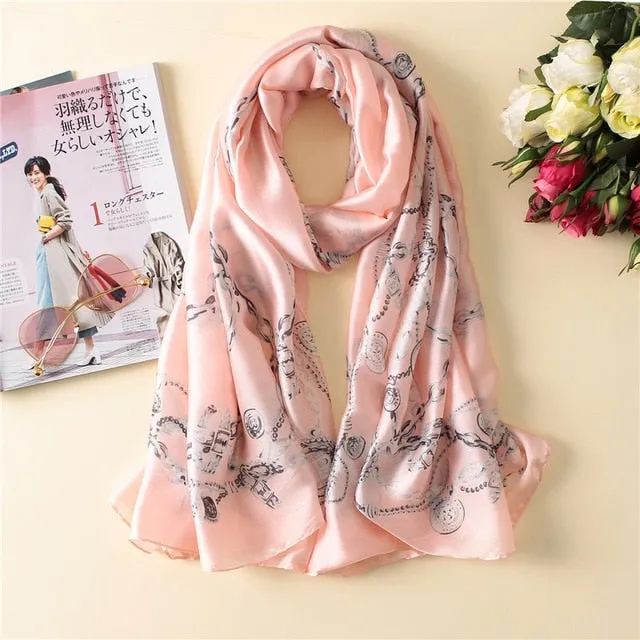 Luxury Brand Soft Silk Foulard Summer Women Scarf