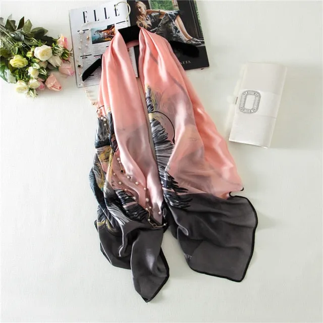 Luxury Brand Soft Silk Foulard Summer Women Scarf