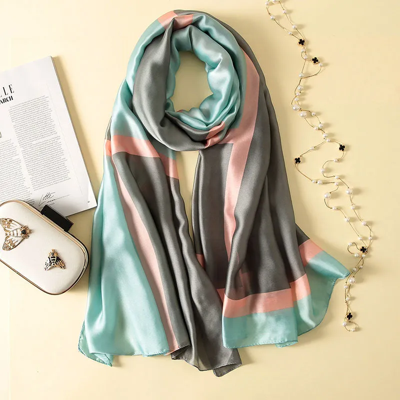 Luxury Brand Soft Silk Foulard Summer Women Scarf