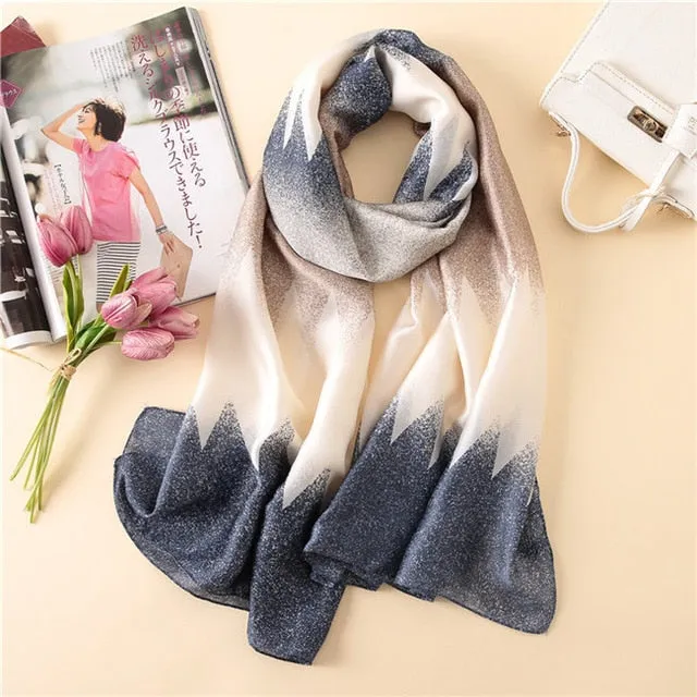 Luxury Brand Soft Silk Foulard Summer Women Scarf