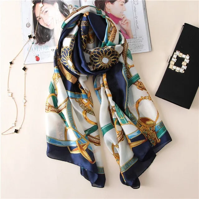 Luxury Brand Soft Silk Foulard Summer Women Scarf