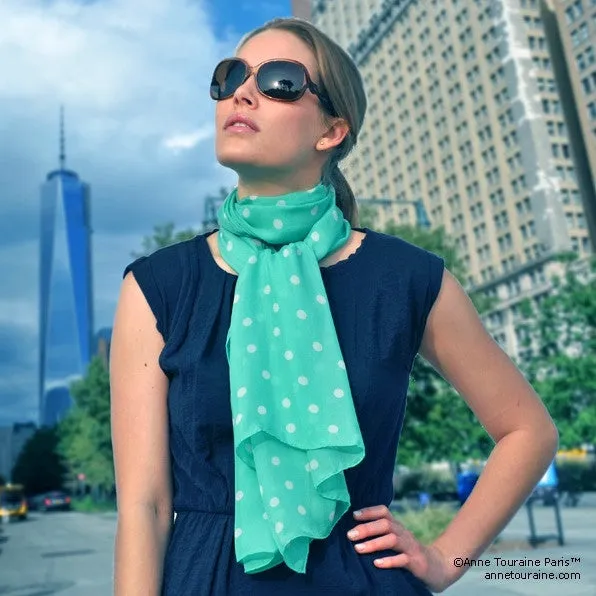 MINT POLKA DOT SCARF - 67x26"