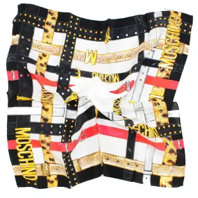 Moschino Small Scarf Belts With Gold MOSCHINO Design - Crepe Silk SALE