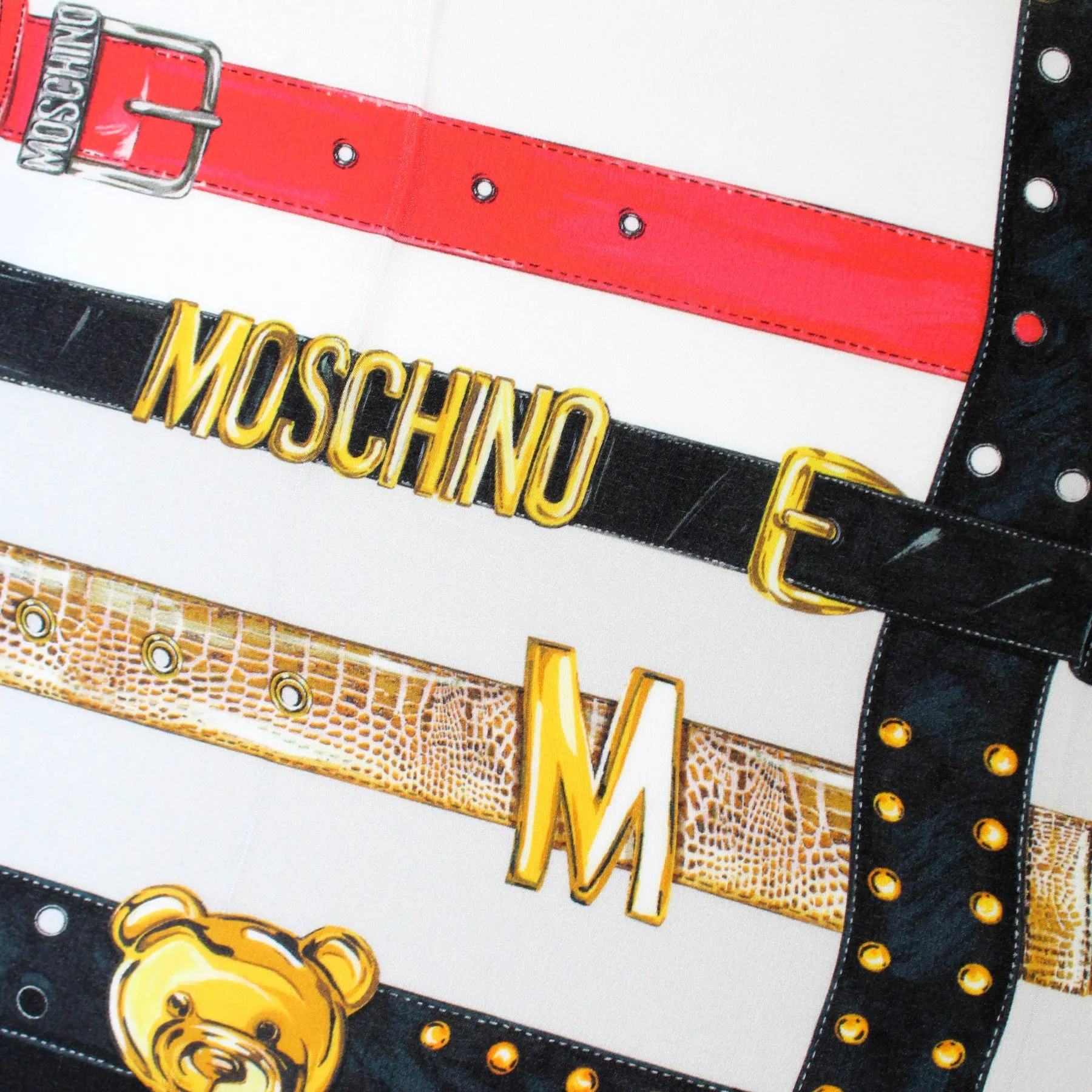 Moschino Small Scarf Belts With Gold MOSCHINO Design - Crepe Silk SALE