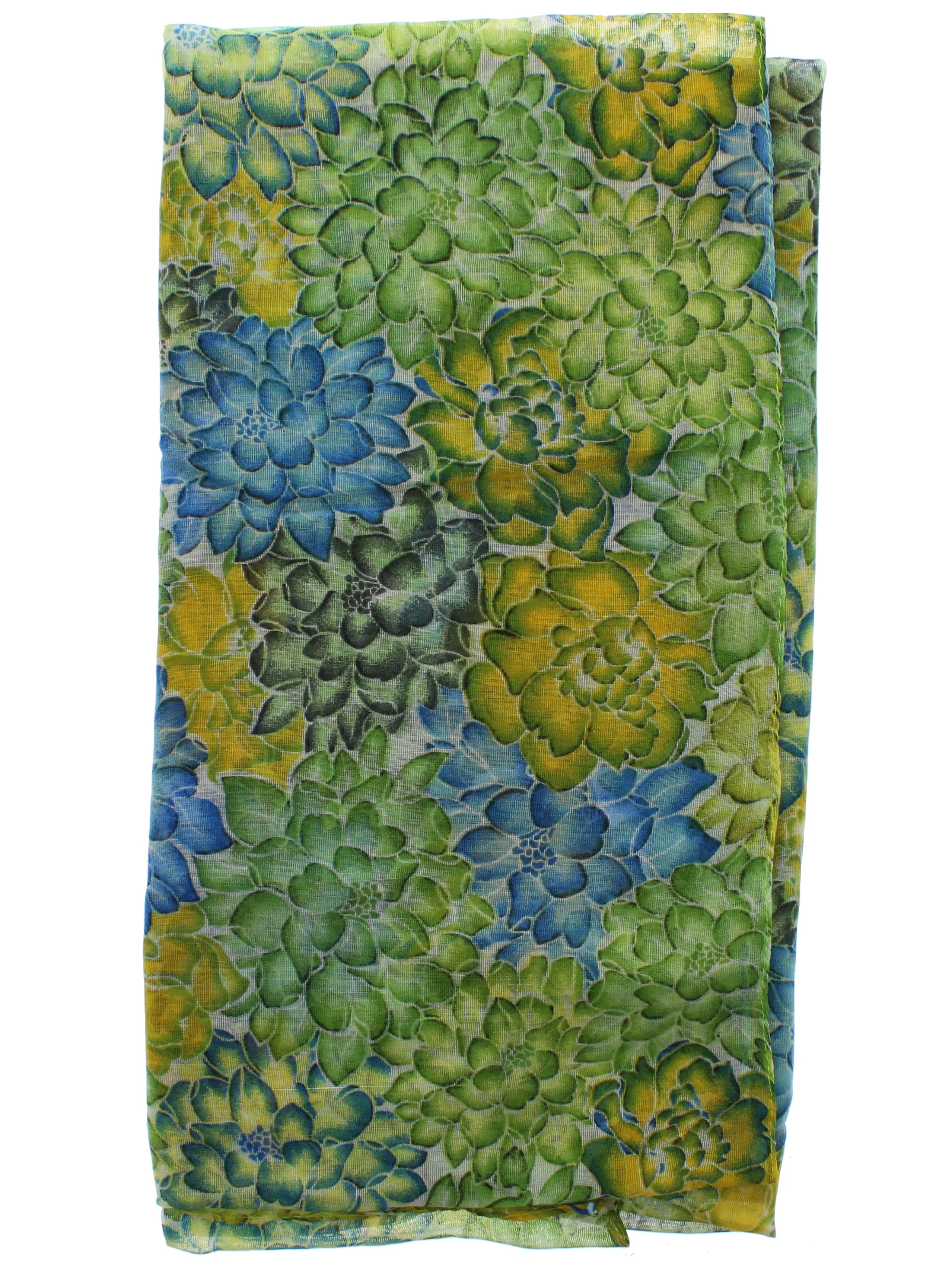 Multi Shaded Green & Blue Flower Scarves