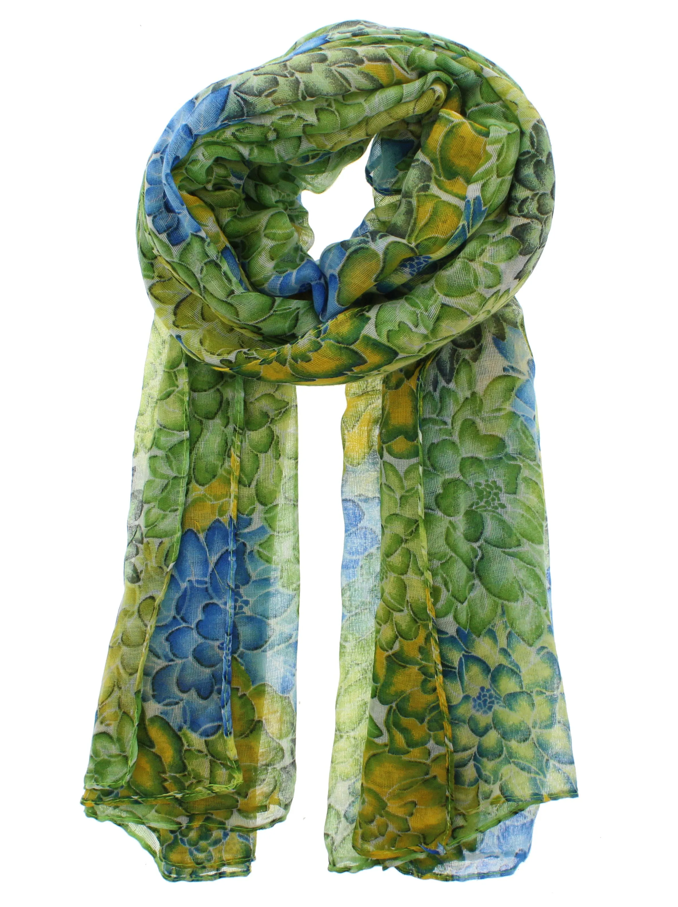 Multi Shaded Green & Blue Flower Scarves