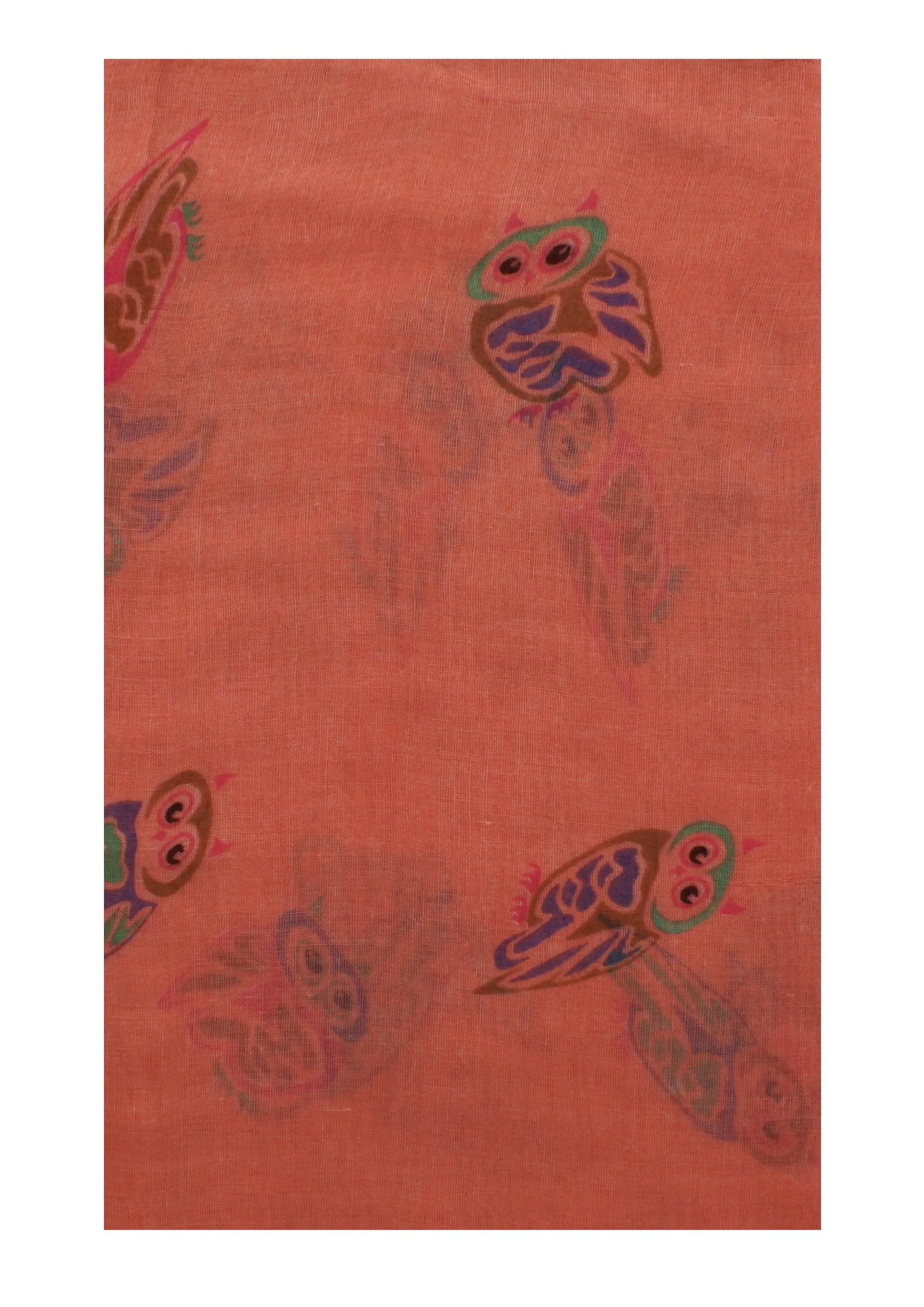 Multicolour Owl Print on Coloured Scarf