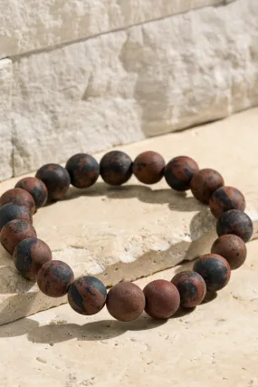 NATURAL STONE BEAD BRACELET (MAHOGANY)